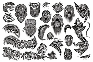 Unalome with tribal tattoo idea