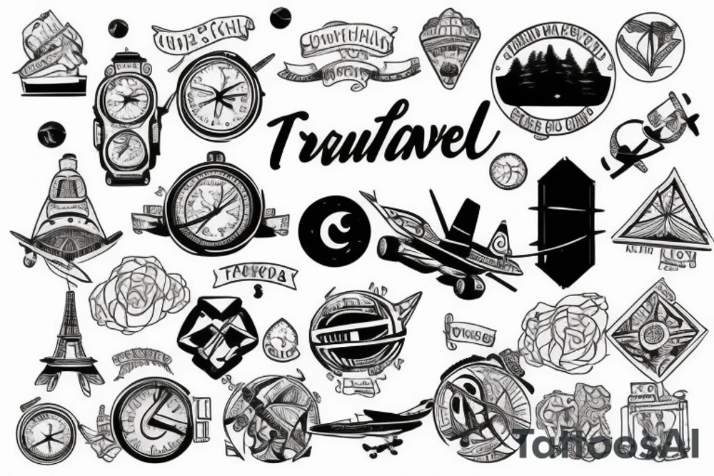 Travel tattoo with coordinates and the world tattoo idea