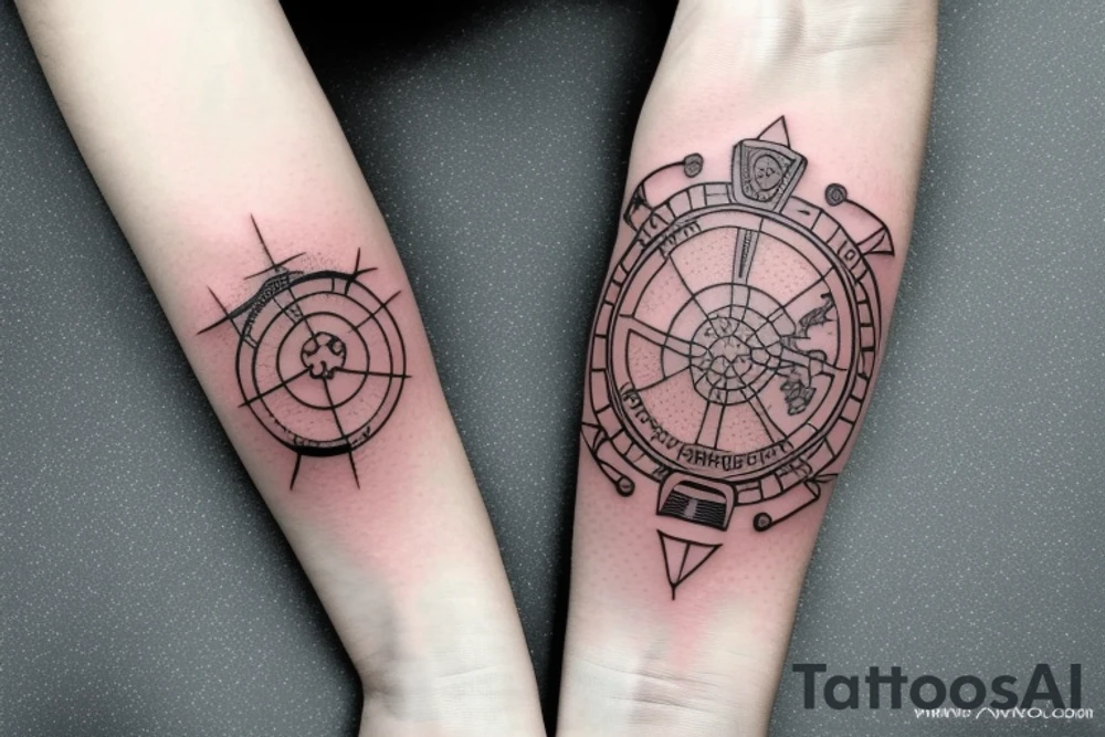 Travel tattoo with coordinates and the world tattoo idea