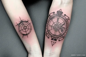 Travel tattoo with coordinates and the world tattoo idea