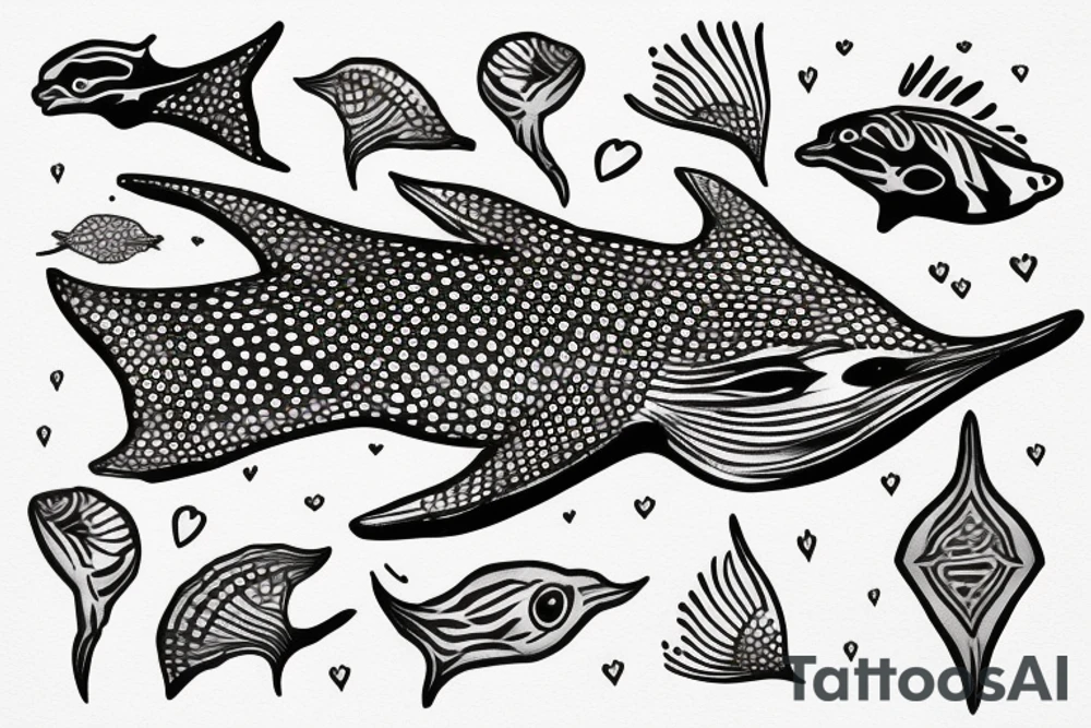 Spotted eagle ray with love tattoo idea