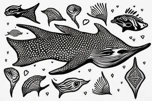 Spotted eagle ray with love tattoo idea