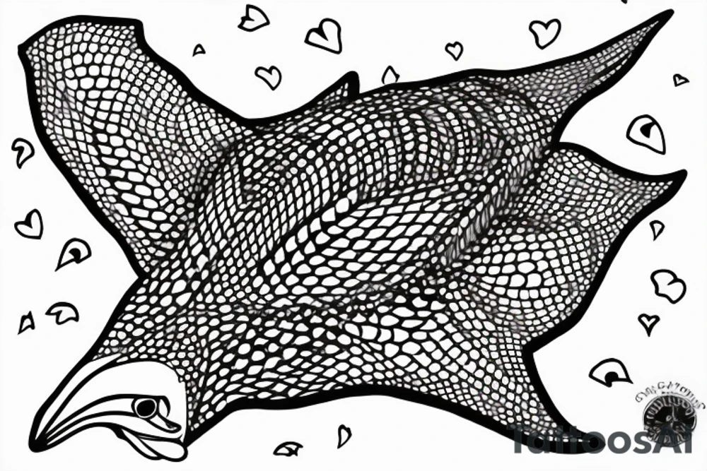 Spotted eagle ray with love tattoo idea
