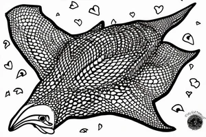 Spotted eagle ray with love tattoo idea