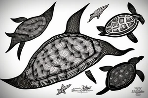 Spotted eagle ray and turtle tattoo idea