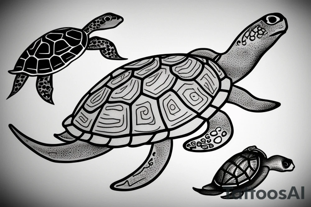 Manta and turtle tattoo idea