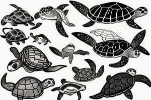 Manta and turtle tattoo idea