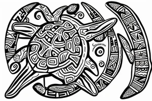 Seastar with turtle in a Taino style tattoo idea
