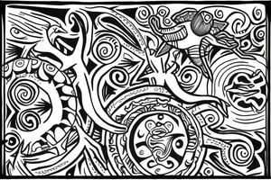 Seastar with turtle in a Taino style tattoo idea