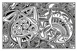 Seastar with turtle in a Taino style tattoo idea