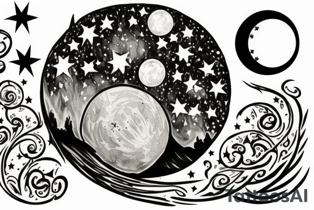 Hobbit door with moon and stars in the sky tattoo idea