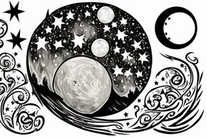 Hobbit door with moon and stars in the sky tattoo idea