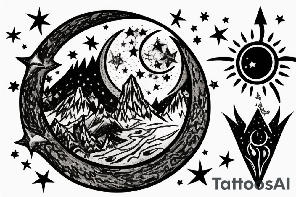 Hobbit door with moon and stars in the sky tattoo idea