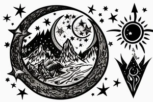 Hobbit door with moon and stars in the sky tattoo idea