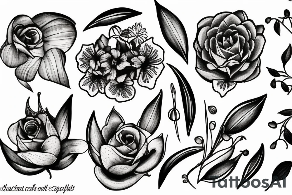 Moon and lily of the valley tattoo idea