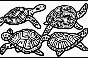 Taino style starfish and turtles along mid spine tattoo idea