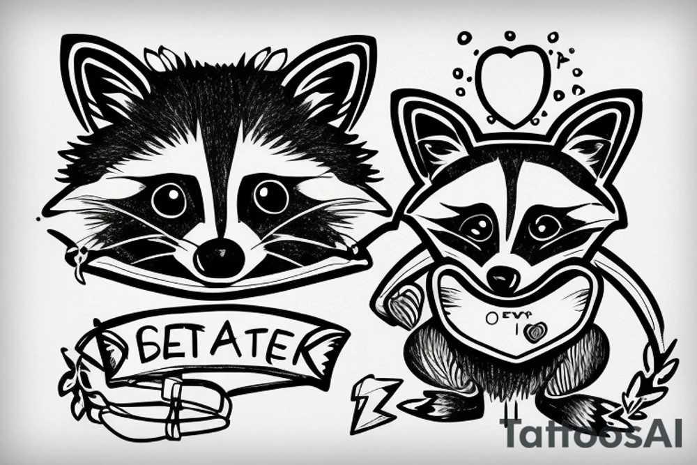 A raccoon using a defibrillator tattoo idea