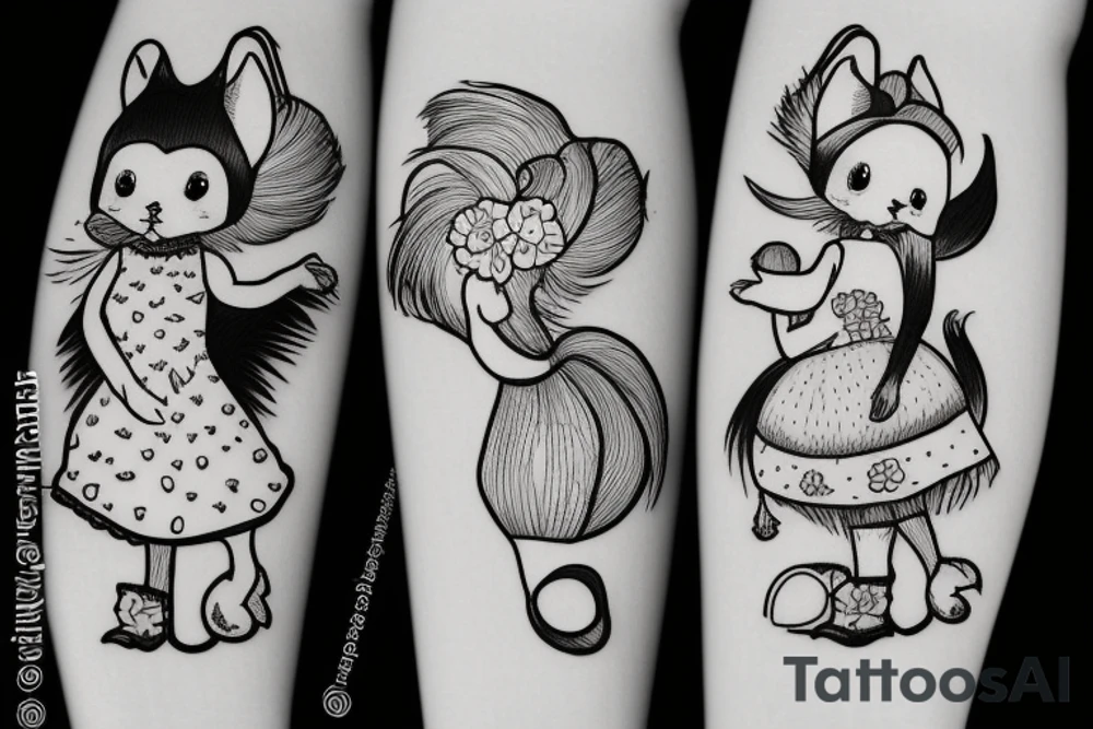 Two sister squirrels with tutus tattoo idea