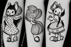 Two sister squirrels with tutus tattoo idea