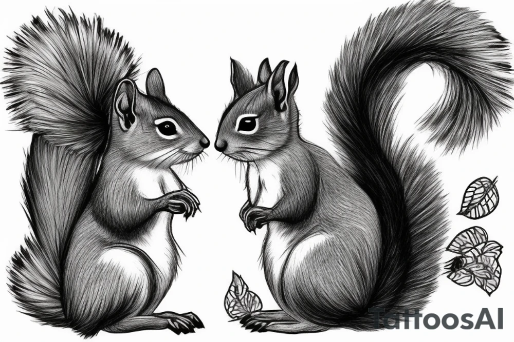 Two sister squirrels with tutus tattoo idea
