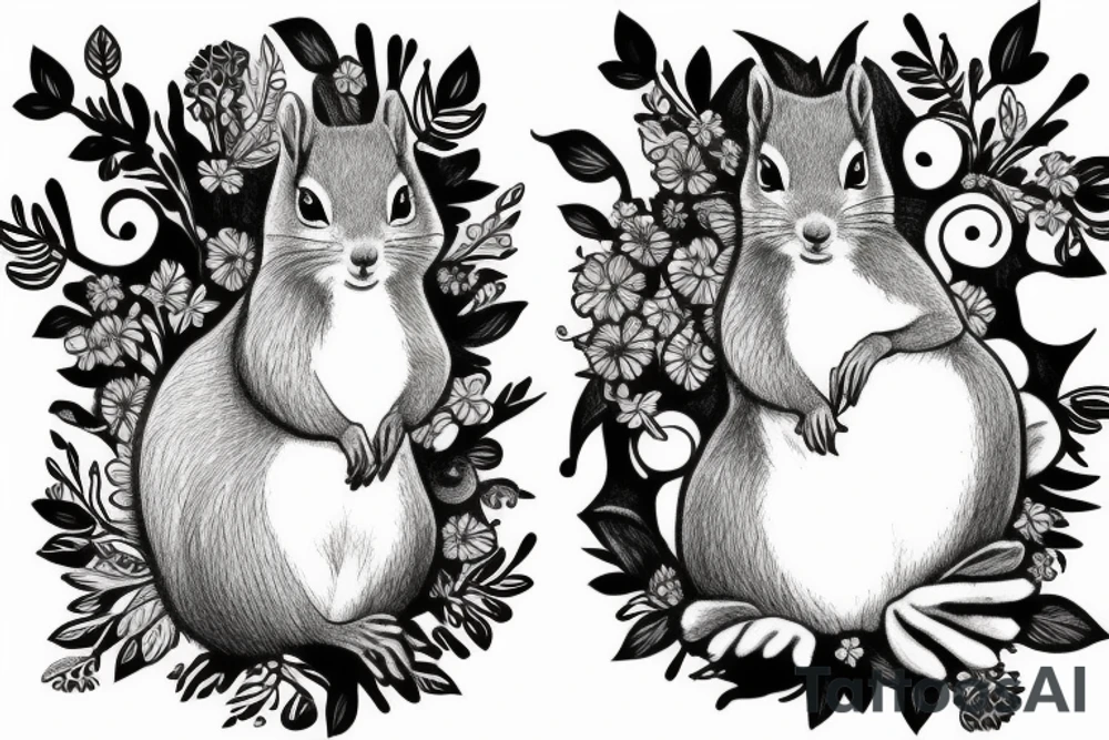 Two sister squirrels with tutus tattoo idea
