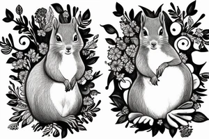 Two sister squirrels with tutus tattoo idea
