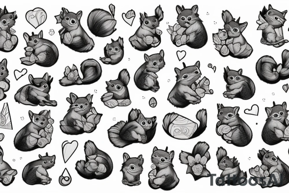 Two squirrels with tutus tattoo idea