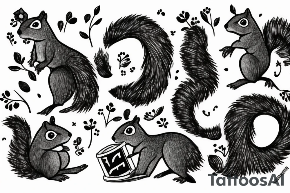 Two squirrels with tutus tattoo idea