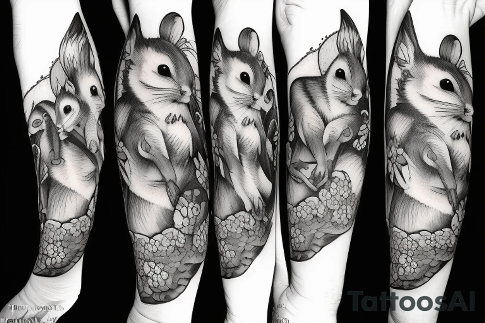 squirrels with tutus tattoo idea