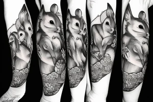 squirrels with tutus tattoo idea