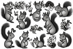 squirrels with tutus tattoo idea