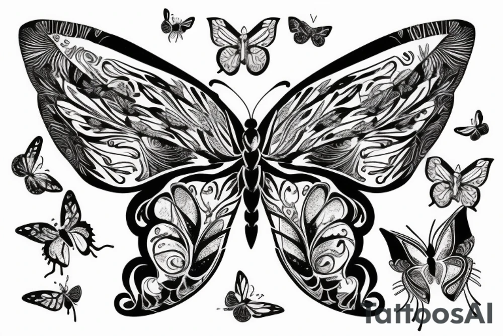 Butterfly wearing a crown tattoo idea