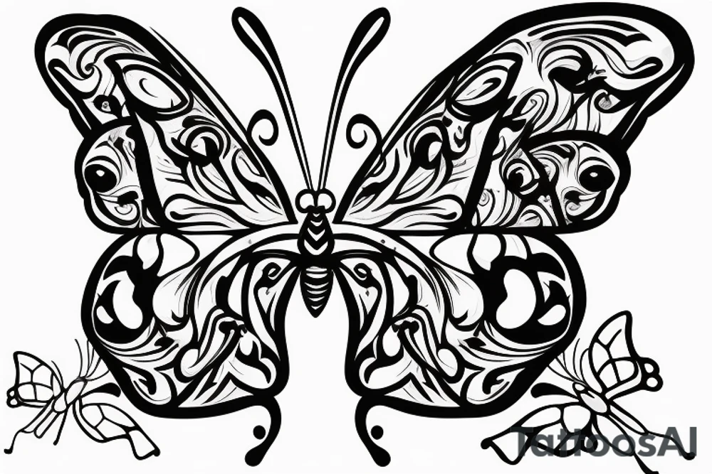 Butterfly wearing a crown tattoo idea