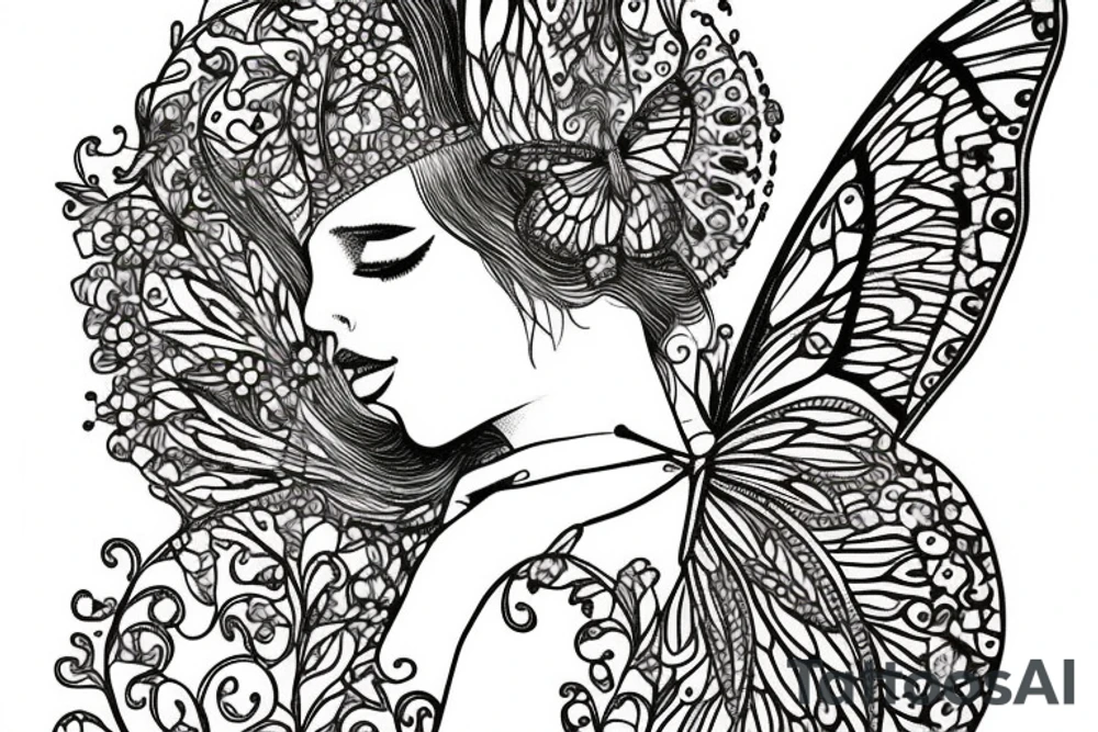 Butterfly with a crown tattoo idea