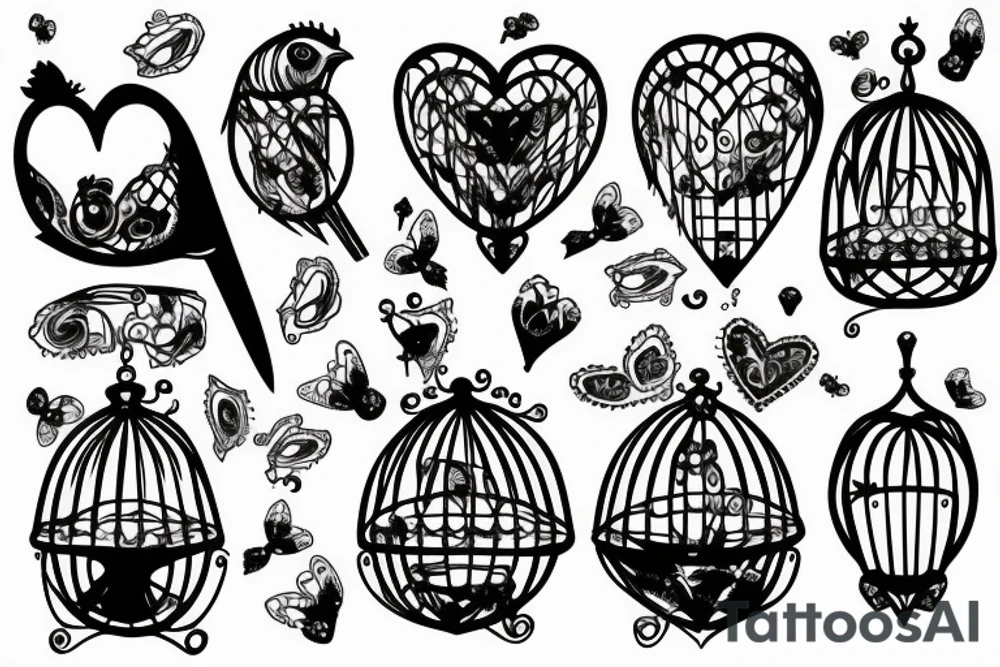 Heart in a birdcage  and a bird in a ribcage tattoo idea