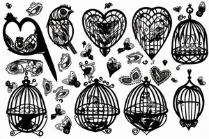 Heart in a birdcage  and a bird in a ribcage tattoo idea