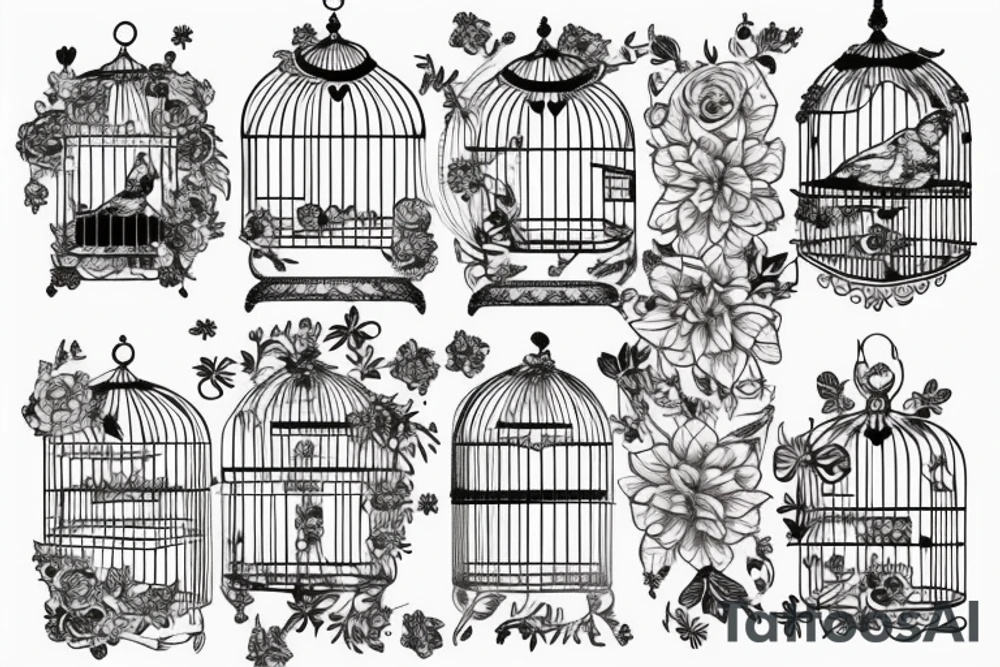 Heart in a birdcage  and a bird in a ribcage tattoo idea