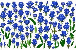 Cross with the initials J.D.D in a field of bluebonnets and roses tattoo idea