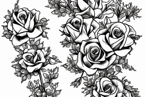Cross in a field of bluebonnets and roses tattoo idea