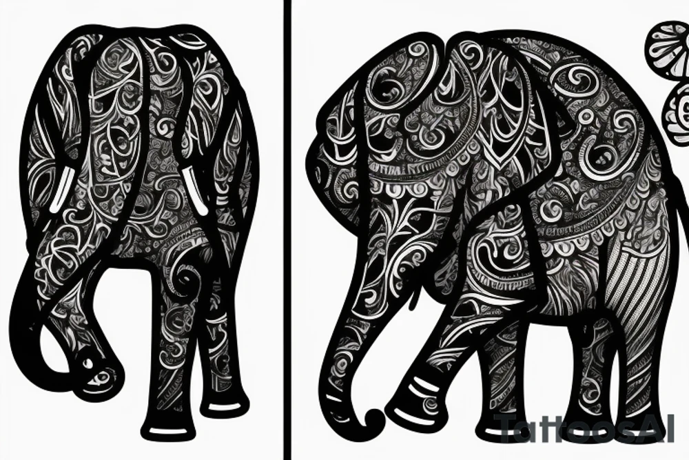 Elephant, flower, time, manly, tattoo idea