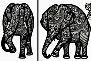 Elephant, flower, time, manly, tattoo idea