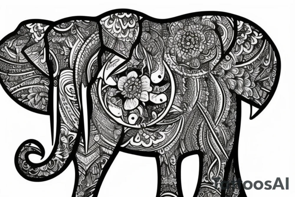 Elephant, flower, time, tattoo idea