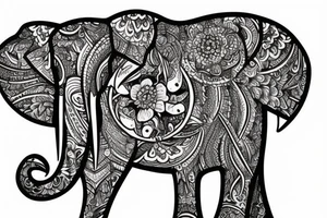 Elephant, flower, time, tattoo idea