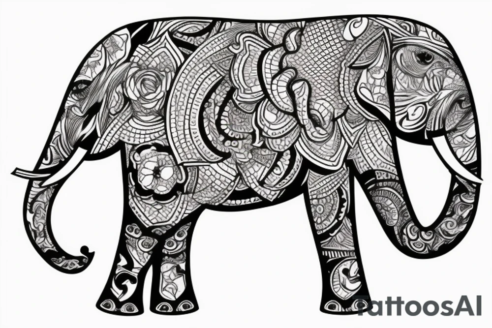 Elephant, flower, time, tattoo idea