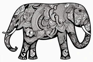 Elephant, flower, time, tattoo idea