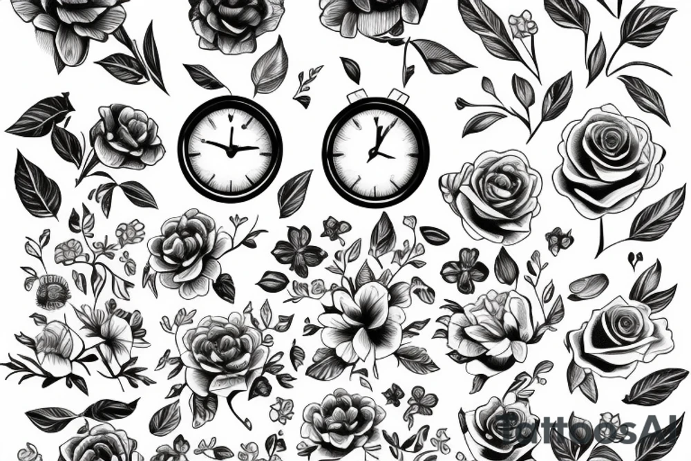 flower, time, tattoo idea