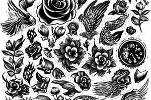 flower, time, pheonix tattoo idea