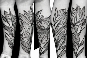 small line of peonies with leaves tattoo idea