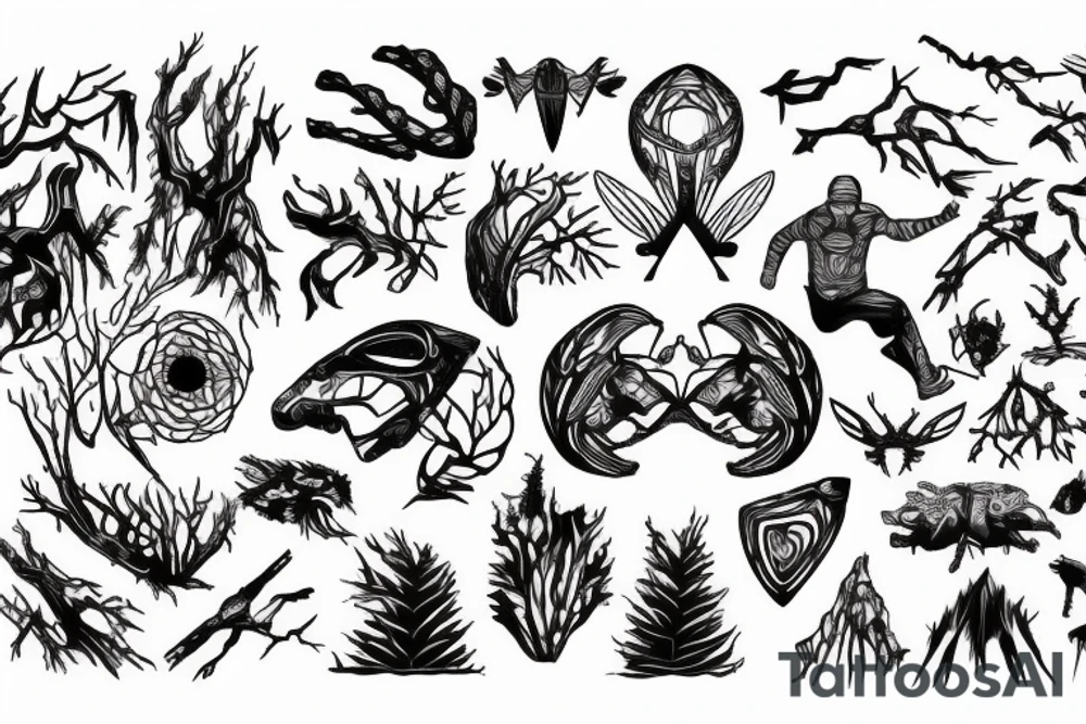 Trail runner in a forest setting tattoo idea