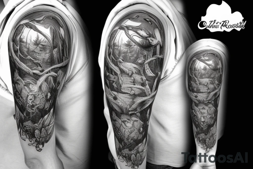 Trail runner in a forest setting tattoo idea